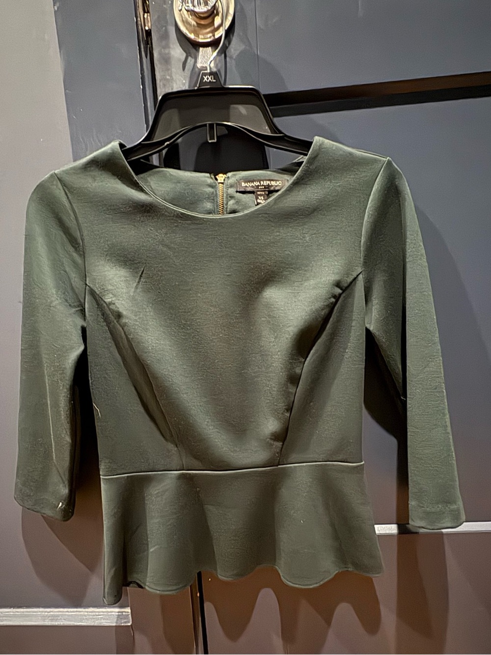 Banana Republic Forest Green Peplum Blouse